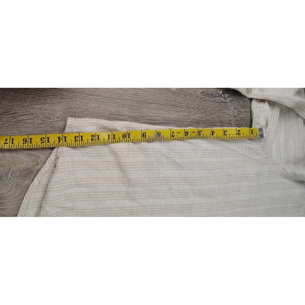 Orvis Women's XXL Shirt Button Front Top Linen Blend Beige Striped Long Sleeve - Picture 7 of 8